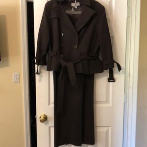 Chocolate brown pants suit lined wide leg pants